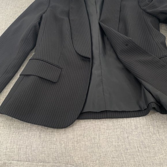 Nine West Womens Black Blazer Long Sleeve One Button Closure Shawl Label Gray St - Picture 7 of 14